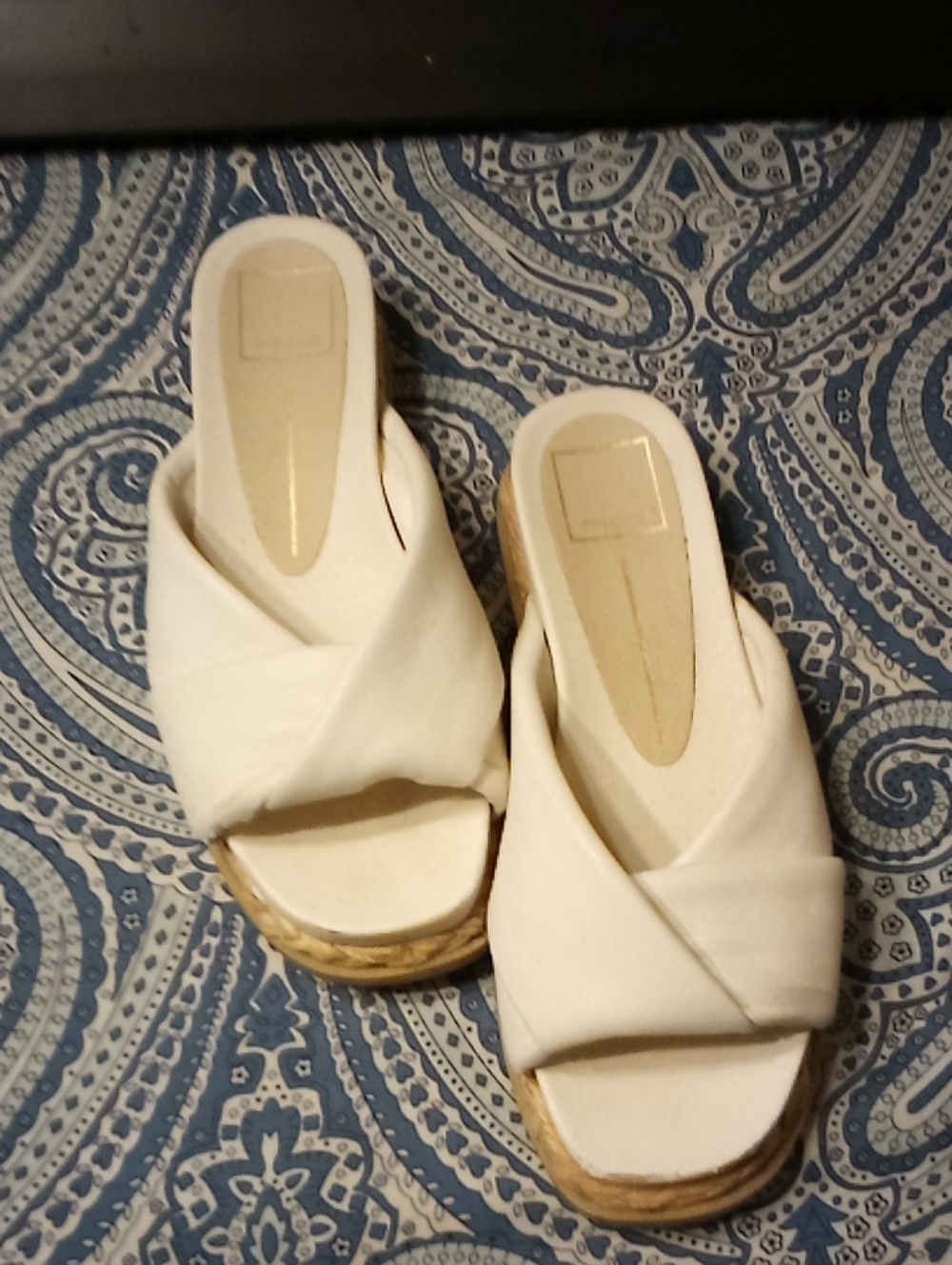Dolce Vita White Crisscross Slip-On Platform Mules
